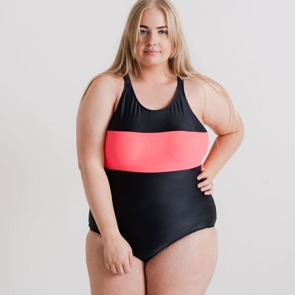 NWT XXL - Full Coverage, Supportive One Piece in Hot Pink and Black - Picture 5 of 8